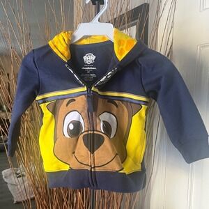 Paw Patrol Chase Toddler Hoodie 3T Nickelodeon Zip Up Blue Yellow Fleece